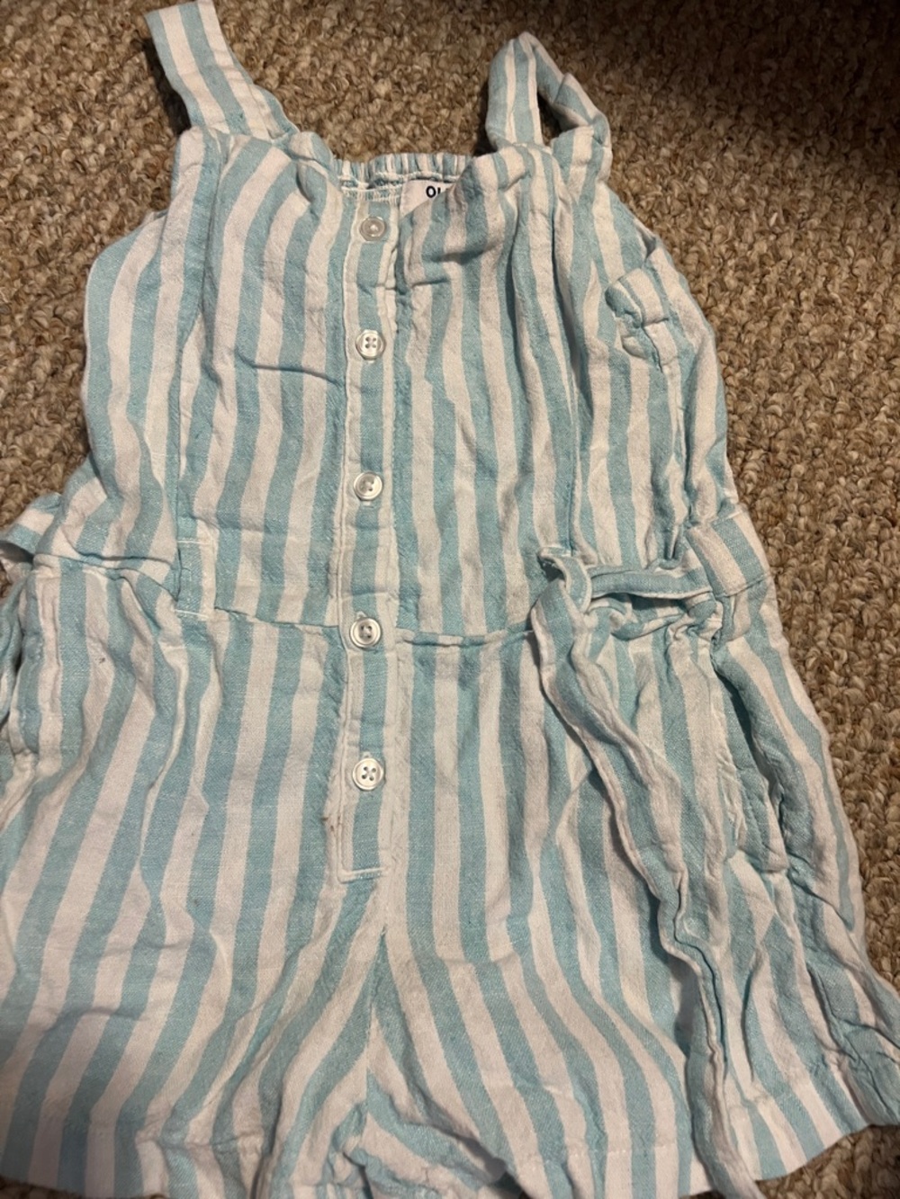 Old Navy Blue and White Striped Cotton Romper